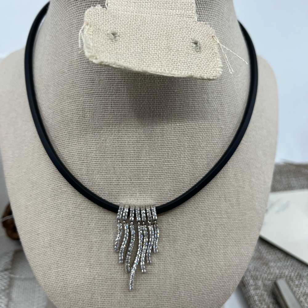 Vintage Sterling Silver CZ Dangle Necklace – 925 Stamped - Picture 5 of 15